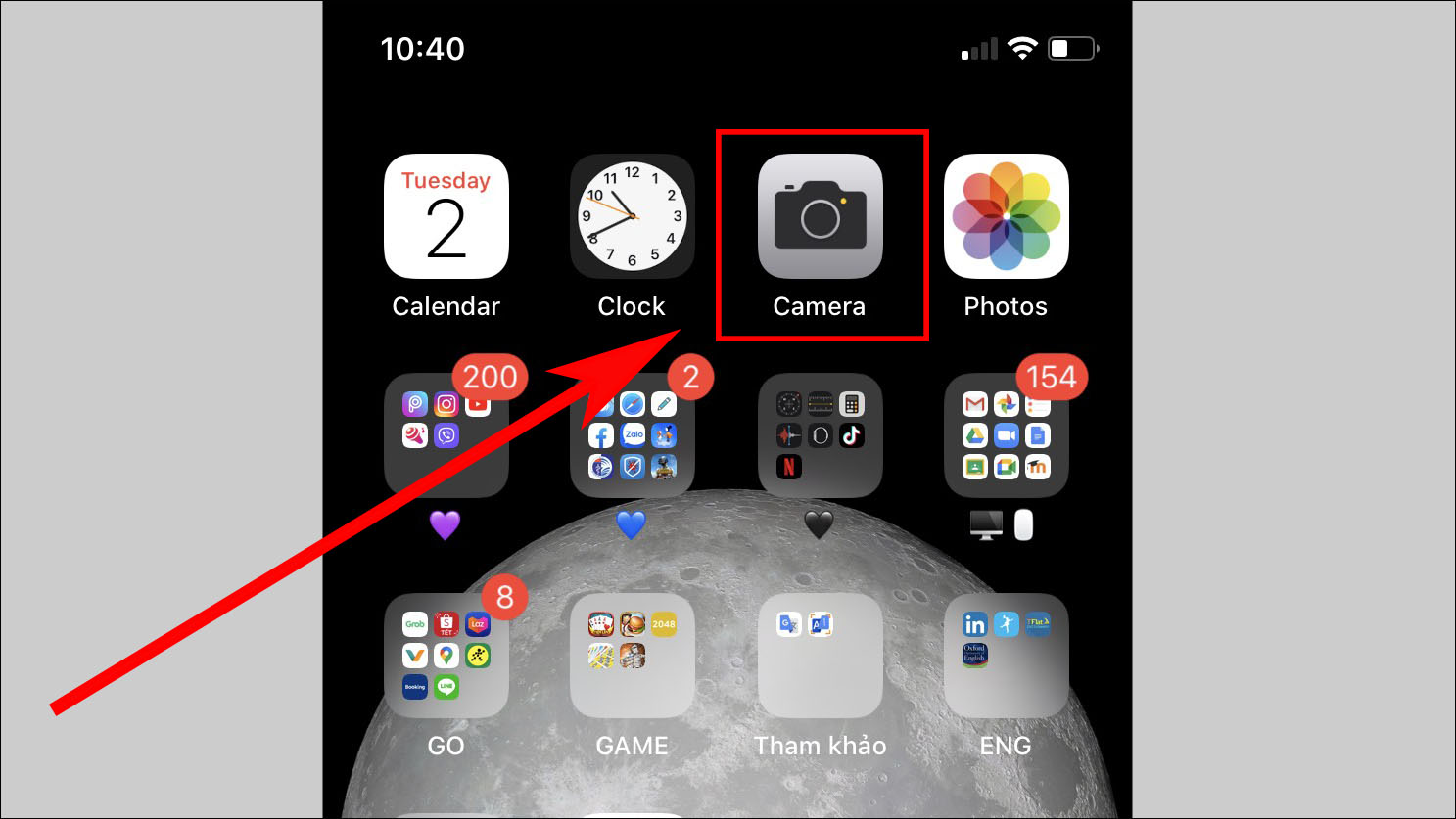 Đầu tiên bạn Mở Camera trước